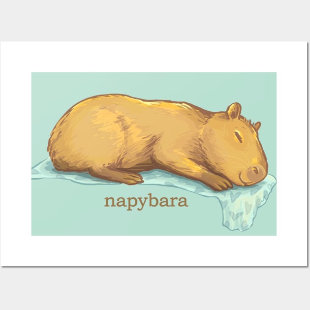 Sleepy Capybara Wall Art by ElephantShoe
